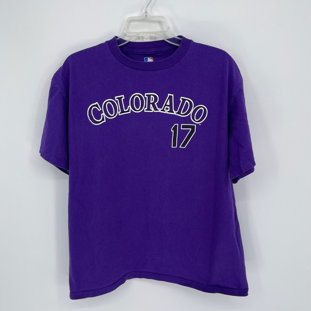 MLB Genuine Merchandise Men's Purple Todd Helton Colorado Rockies T-Shirt Sz L